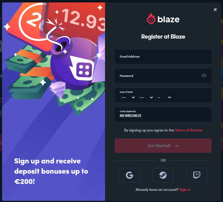 Blaze.com code NEWBONUS